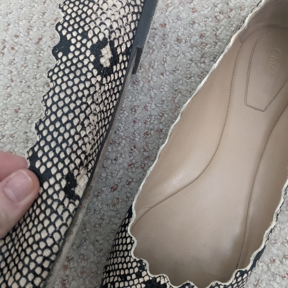 Chloe Lauren Python Embossed Snakeskin scallop Leather Ballet Flats Sz 9.5 $595. - Picture 8 of 12